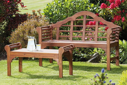 Acacia Lutyens bench and coffee table