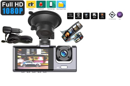 1080p Full HD Smart Dash Camera Set, 3 Camera Front, Inside & Rear, 32G SD Card