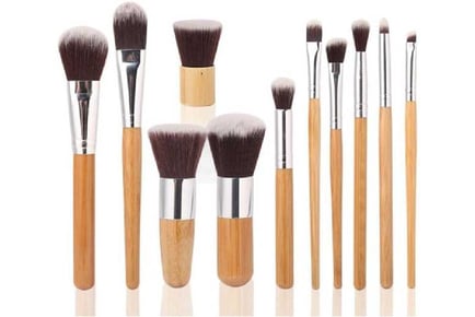 12 Piece Bamboo Makeup Brush Set