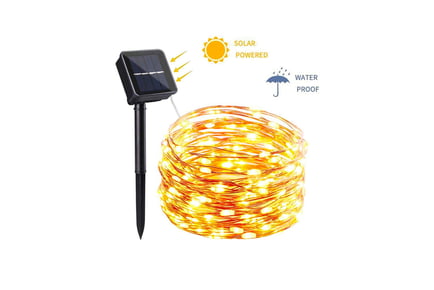 2m Solar-Powered Copper LED String Lights