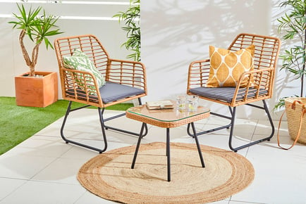 FOUR SEATER/ NATURAL: Bamboo effect garden sofa set