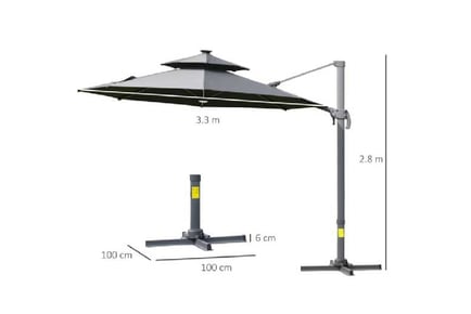 Outsunny 3m Parasol w/ Solar Lights