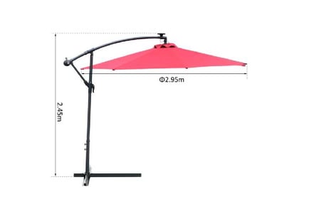Outsunny Parasol W/Solar Powered Lights
