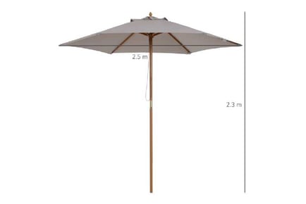 Outsunny 2.5m Wood Parasol in 2 Colours