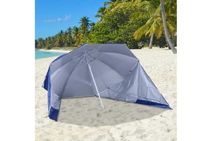 Outsunny 2 m Beach Parasol-Coated Blue