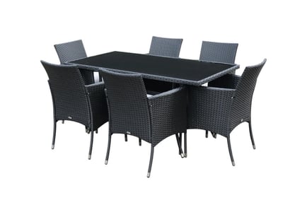 BROWN: A six-seater rattan conservatory dining set