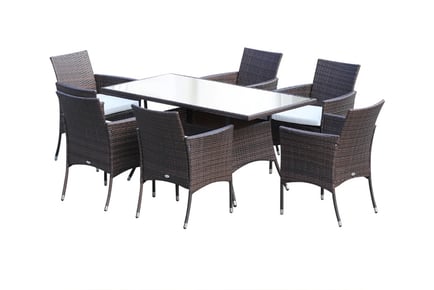 BROWN: A six-seater rattan conservatory dining set