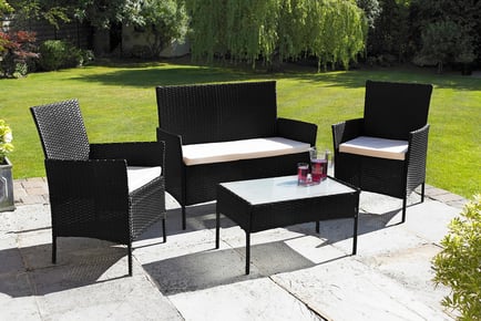 BLACK: A 4-seater Oakley rattan garden set with cover