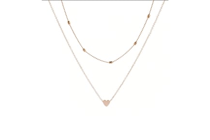 Love Heart Layered Choker Necklace - Gold or Silver
