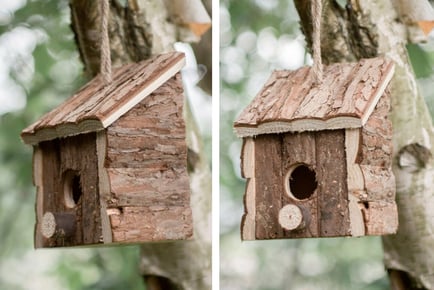 Rustic Hanging Garden Bird House and Feeder