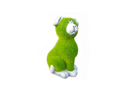 Stone & Grass Effect Dog Garden Statue