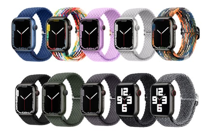 Colourful Adjustable Nylon Braid Strap for 41mm & 45mm Apple Watches - 12 Colours