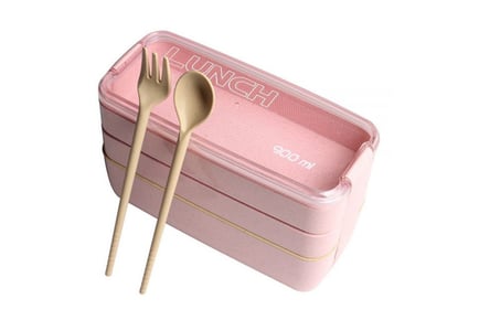 Three Layer Bento Box - Green, Pink or Beige!