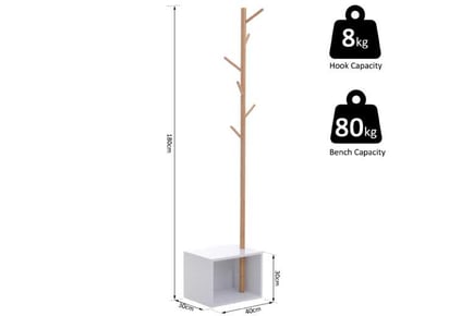 HOMCOM 180 cm Coat Rack Storage Bench