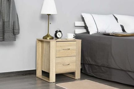 HOMCOM 2 Drawer Boxy Bedside Table