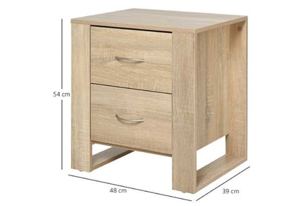 HOMCOM 2 Drawer Boxy Bedside Table