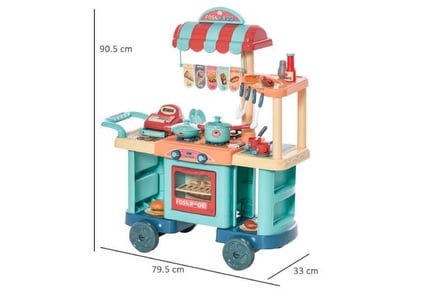 HOMCOM Kids Supermarket Trolley Set