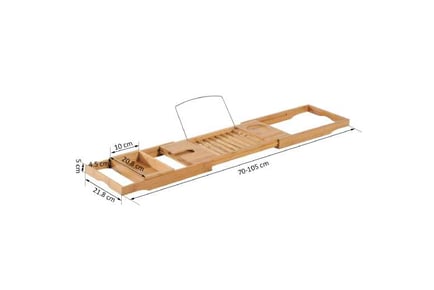 HOMCOM Deluxe Extendable Bathtub Shelf Rack