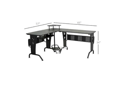 HOMCOM L-Shaped Corner Work Desk