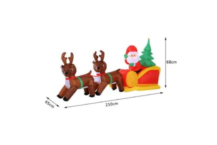 HOMCOM Inflatable Santa Sleigh Reindeer