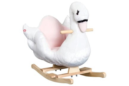 HOMCOM Kids Plush Swan Rocking Ride w/ Safety Seat, 18M+, Pink