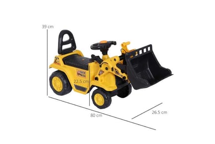 HOMCOM Kids 3-in-1 Ride-On Bulldozer Digger, No Power