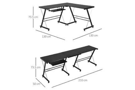 HOMCOM Office Gaming L Shaped Desk