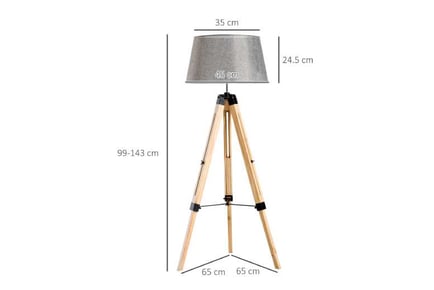 HOMCOM Tripod Floor Lamp Wooden