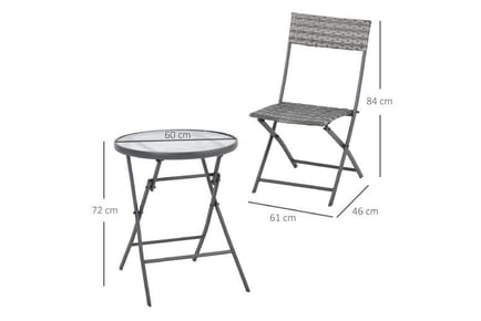 Outsunny Patio Rattan Wicker Bistro Set