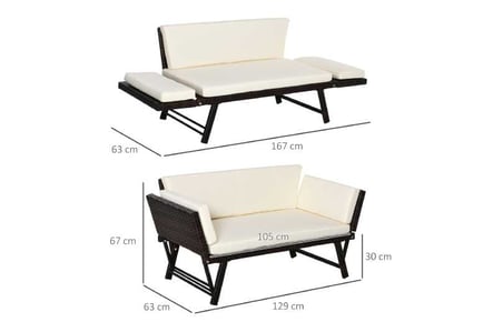 Outsunny Rattan Folding Daybed