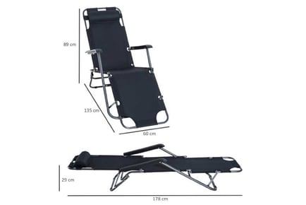 Outsunny Metal Frame 2 In 1 Sun Lounger