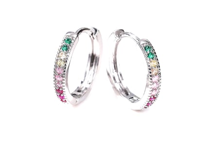 Rainbow Zircon Diamond Hoop Earrings