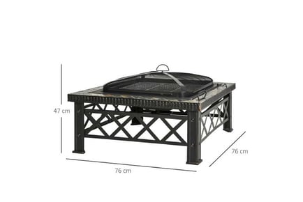 Outsunny 3 in 1 Square Fire Pit Table