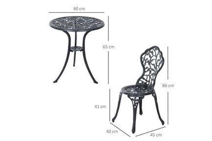 Outsunny 3 Pcs Cast Aluminum Bistro Set