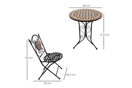 Outsunny 3 PCs Garden Mosaic Bistro Set