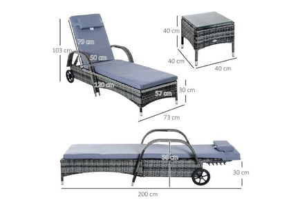 Outsunny 3 Pieces Patio Lounge Chair Set