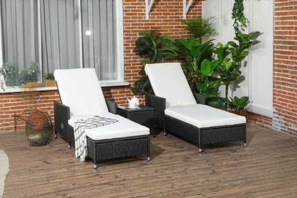 Outsunny Rattan Patio Lounge Chair Set