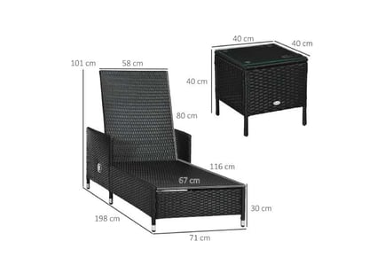 Outsunny Rattan Patio Lounge Chair Set