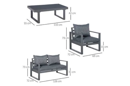 Outsunny Aluminium Garden Sofa Set