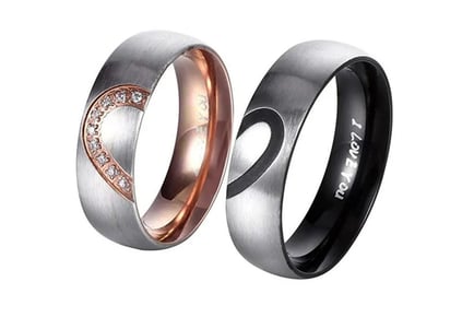 His & Hers Heart Promise Ring - Black or Rose Gold