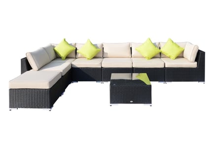 Outsunny PE Rattan Corner Sofa Set