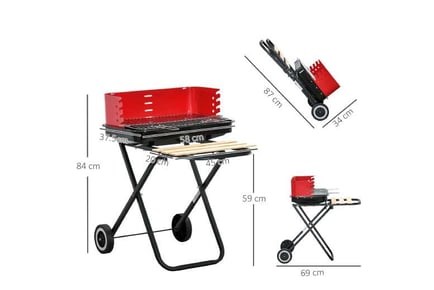 Outsunny Charcoal Foldable BBQ Trolley