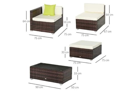 Outsunny Rattan Furniture Sofa Set