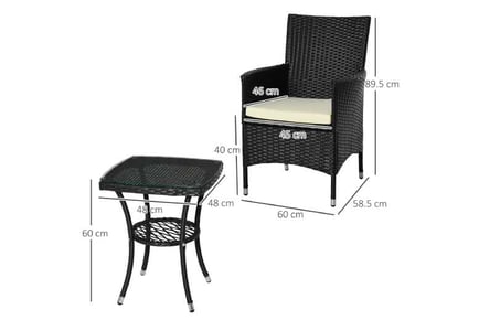 Outsunny Rattan Furniture Bistro Set