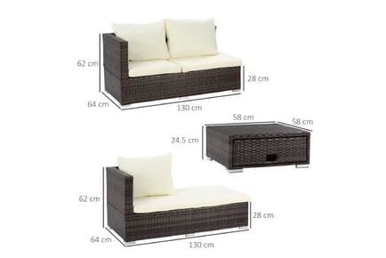 Outsunny Rattan Storage Sofa Set