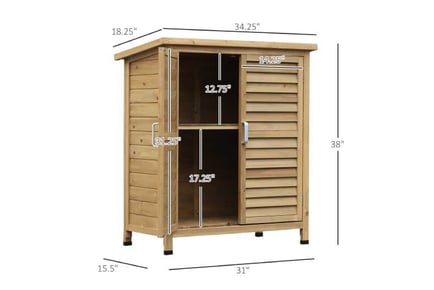 Outsunny Wood Slatted Door Storage