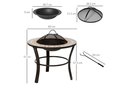 Outsunny 60cm Outdoor Fire Pit Table