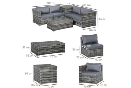 Outsunny Rattan Corner Sofa Set