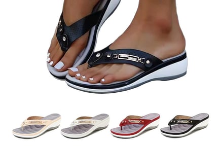 Women's Wedge Soft Bottom Non-Slip Beach Flip Flop Sandals - 4 Colours