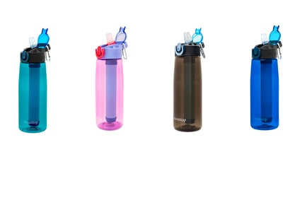 2 in 1 Water Purifying Filter Bottle - Blue, Teal, Black, Purple